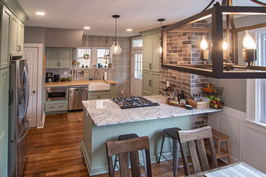 A remodeled kitchen.