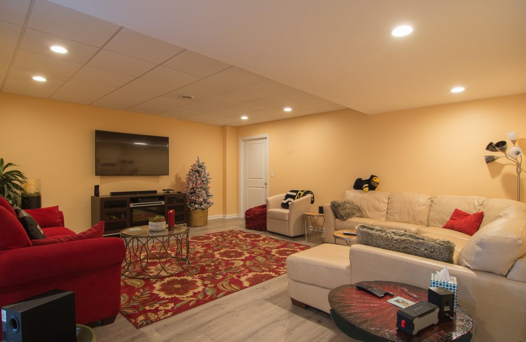 A remodeled basement.