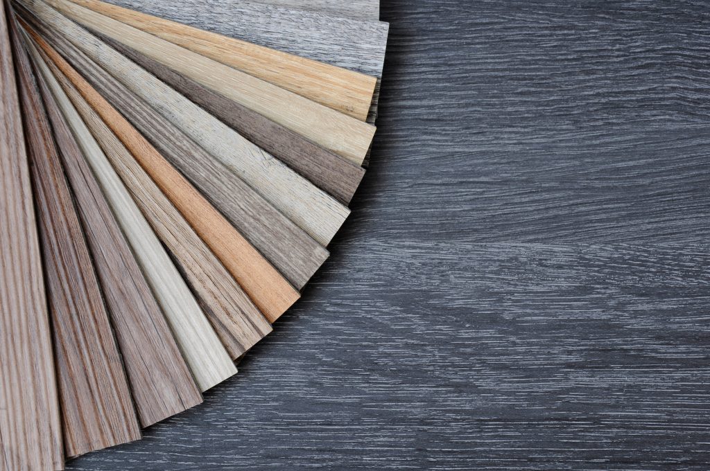 Picture of numerous vinyl flooring samples.