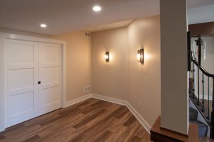Traditional finished Murrysville Basement using Warmer Tones throughout.