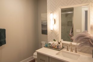 Traditional finished Murrysville Basement using Warmer Tones throughout.