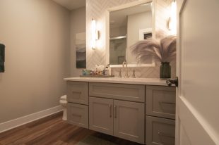 Traditional finished Murrysville Basement using Warmer Tones throughout.