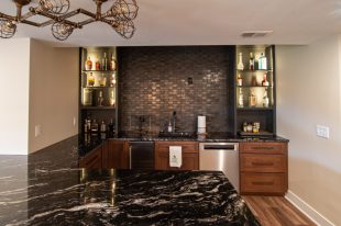 Traditional finished Murrysville Basement using Warmer Tones throughout.
